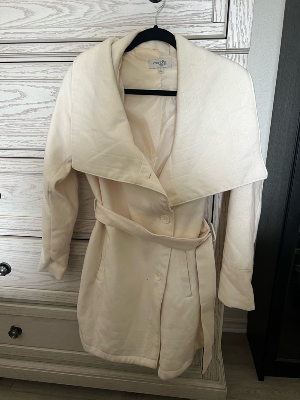 Charlotte Russe Cream Coat with Shawl Collar